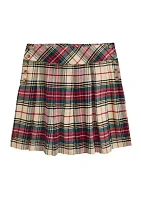 Girls 7-16 Plaid Pleated Cotton Twill Skirt