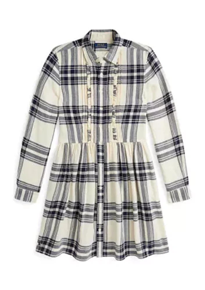 Girls 7-16 Plaid Cotton Twill Shirtdress