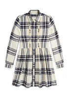 Girls 7-16 Plaid Cotton Twill Shirtdress