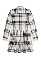 Girls 7-16 Plaid Cotton Twill Shirtdress