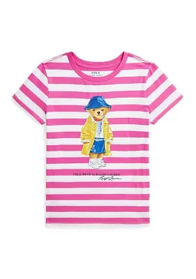 Girls -7 Striped Polo Bear Cotton Jersey T-Shirt