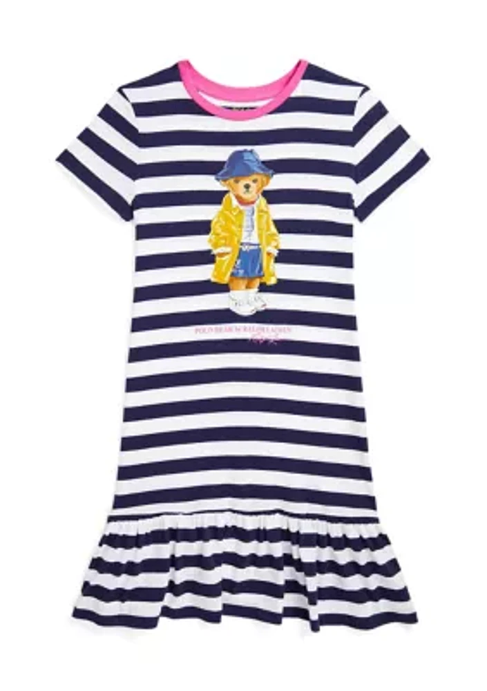 Girls 7-16 Striped Polo Bear Cotton Jersey Dress