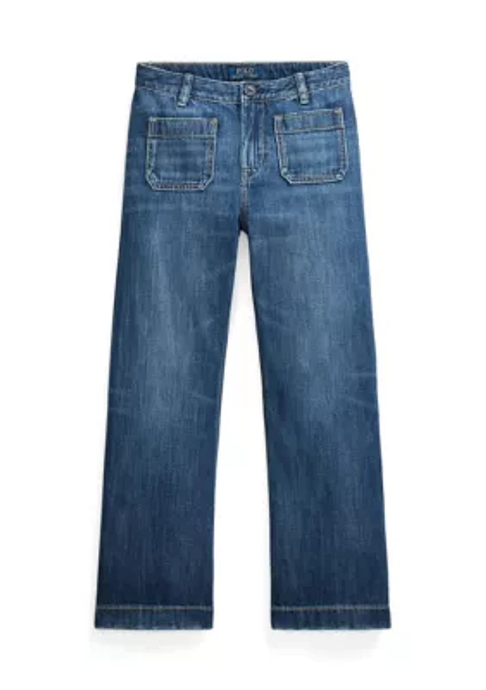 Girls 7-16 Logo Wide Leg Jeans