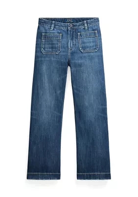 Girls 7-16 Logo Wide Leg Jeans