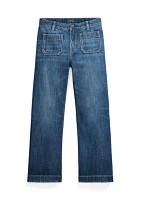 Girls 7-16 Logo Wide Leg Jeans