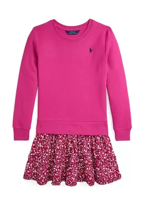 Girls 7-16 Floral Woven Skirt Fleece Dress