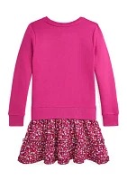 Girls 7-16 Floral Woven Skirt Fleece Dress