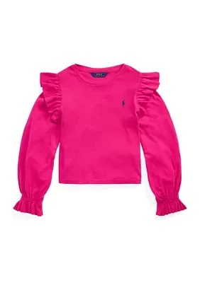 Girls 7-16 Ruffled Cotton-Modal Long-Sleeve Top