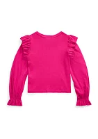 Girls 7-16 Ruffled Cotton-Modal Long-Sleeve Top