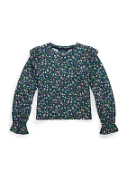 Girls 7-16 Floral Ruffled Cotton-Modal Top