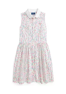 Girls 7-16 Floral Cotton Oxford Shirtdress