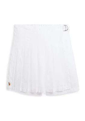 Girls 7-16 Pleated Cotton Seersucker Wrap Skort