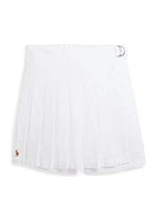 Girls 7-16 Pleated Cotton Seersucker Wrap Skort