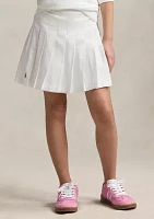 Girls 7-16 Pleated Cotton Seersucker Wrap Skort