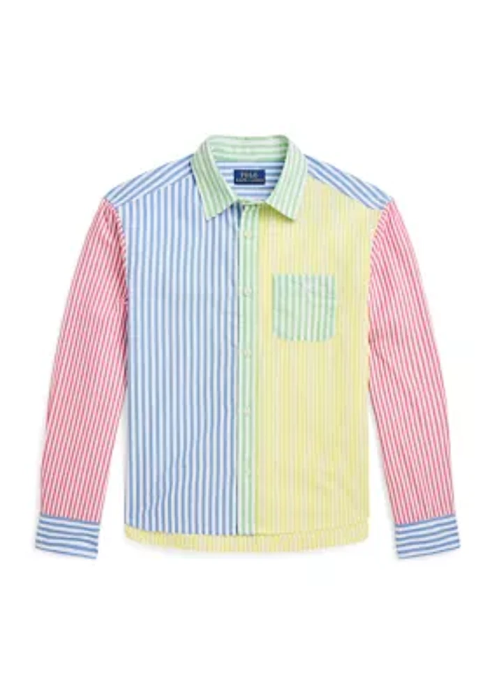 Girls 7-16 Striped Cotton Boxy Fun Shirt