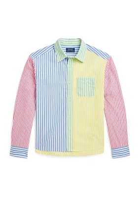 Girls 7-16 Striped Cotton Boxy Fun Shirt