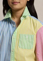 Girls 7-16 Striped Cotton Boxy Fun Shirt