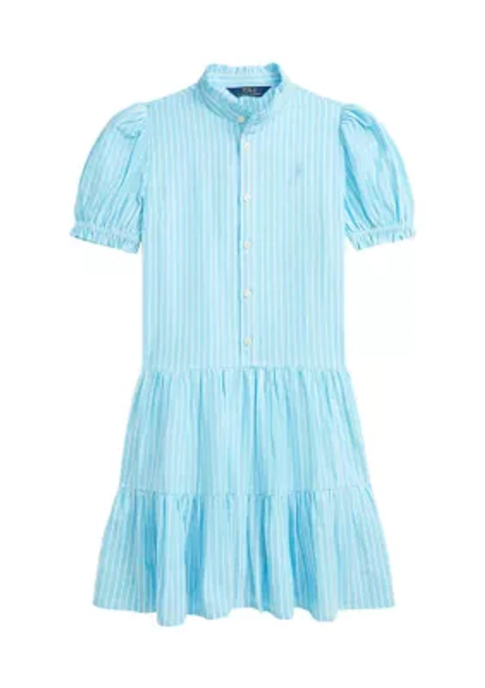 Girls 7-16 Striped Tiered Linen Cotton Dress