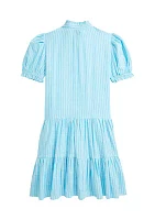 Girls 7-16 Striped Tiered Linen Cotton Dress