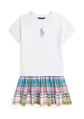 Girls 7-16 Big Pony Plaid Skirt Terry Dress