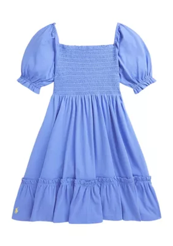 Girls 7-16 Smocked Cotton Jersey Dress