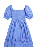 Girls 7-16 Smocked Cotton Jersey Dress