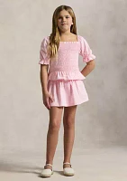 Girls 7-16 Smocked Cotton Jersey Skirt