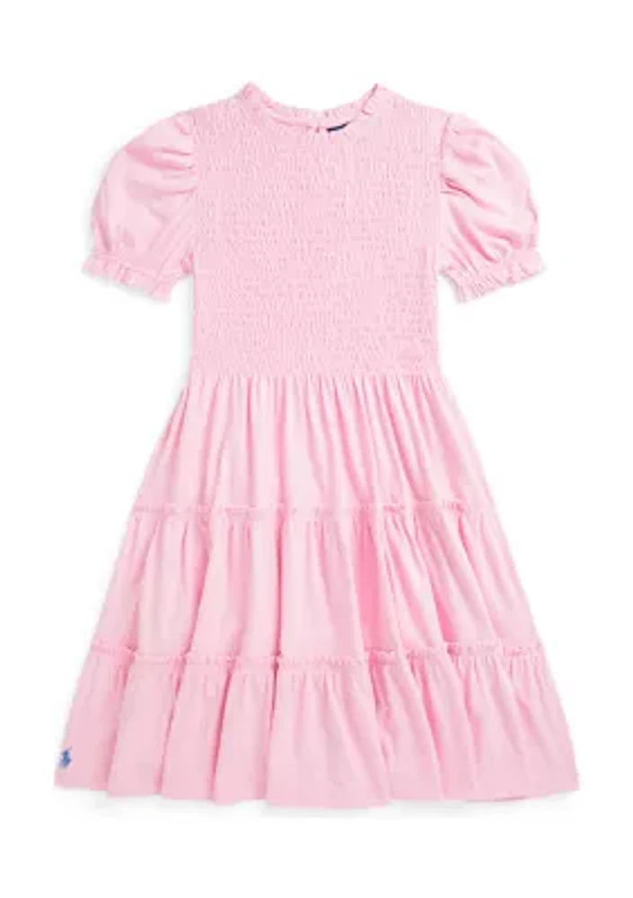 Girls 7-16 Smocked Cotton Jersey Dress