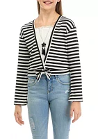 Girls 7-16 Striped Wrap Front Top