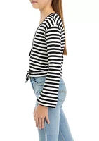 Girls 7-16 Striped Wrap Front Top