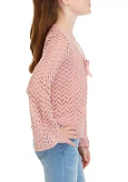 Girls 7-16 Crochet Knit Cardigan