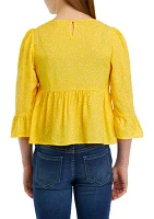 Girls 7-16 Square Neck Crochet Blouse