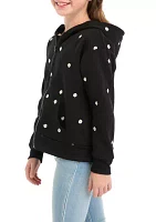 Girls 7-16 Long Drop Shoulder Hoodie with Zipper