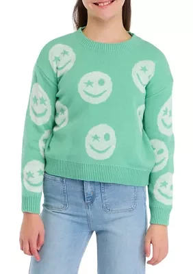 Girls 7-16 Smiley Sweater