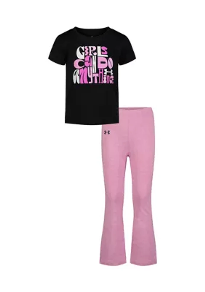 Girls 4-6x Can Do Anything Short Sleeve T-Shirt and Pants Set