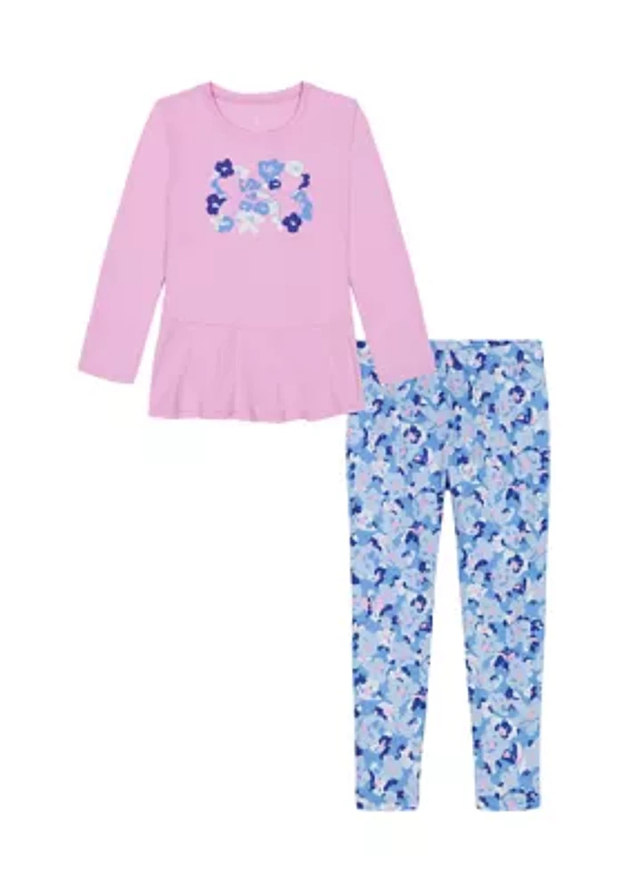 Girls 4-6x Graphic Top and Printed Leggings Set