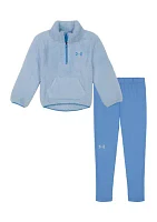 Girls 4-6x Minky 1/4 Zip Pullover and Leggings Set