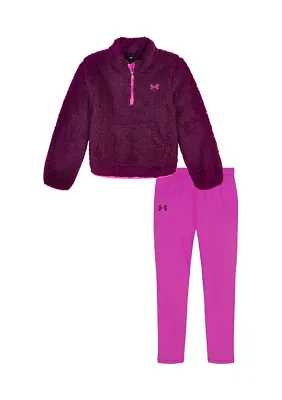 Girls 4-6x Minky Quarter Zip Pullover and Pants Set