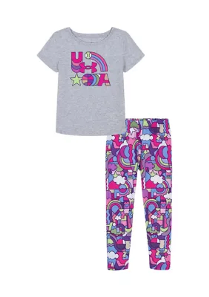 Girls 4-6x Mosaic Print Short Sleeve T-Shirt and Leggings Set