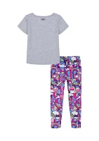 Girls 4-6x Mosaic Print Short Sleeve T-Shirt and Leggings Set