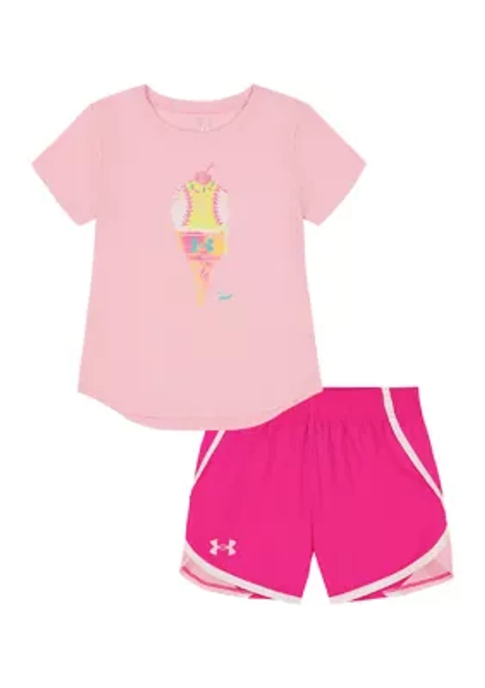 Girls 4-6x Ice Cream Softball T-Shirt and Shorts Set