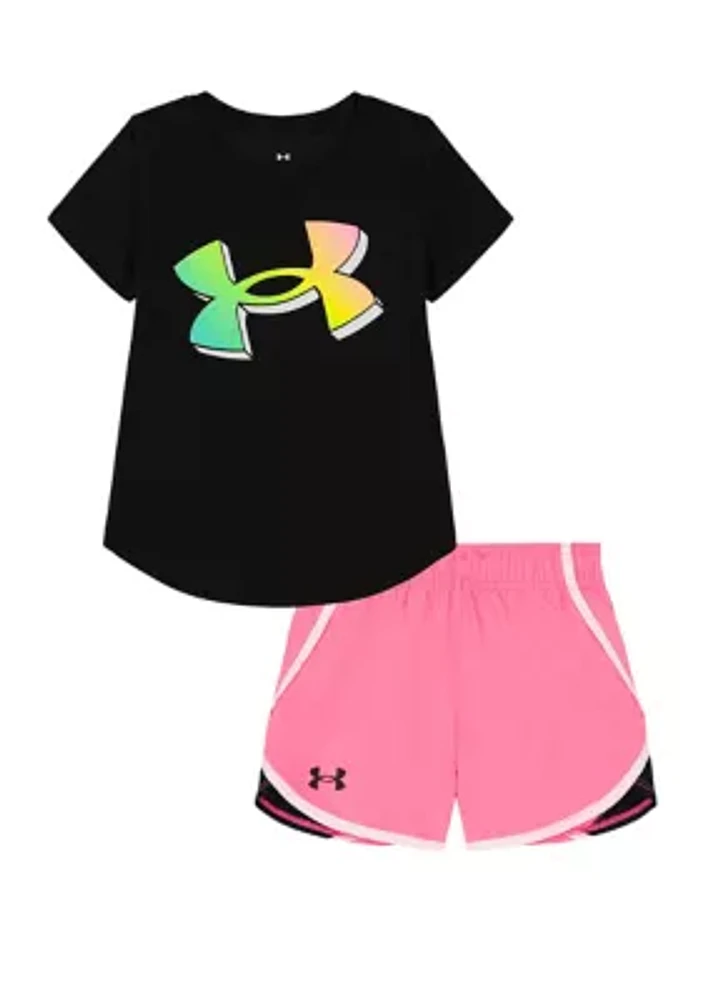 Girls 4-6x Neon Ombré Logo T-Shirt and Shorts Set