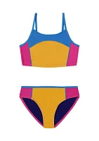 Girls 4-6x Color Blocked Two Piece Swimsuit