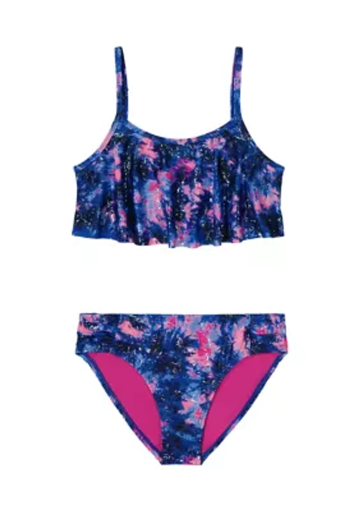 Girls 4-6x Multi Dye Flutter Bikini Swim Set