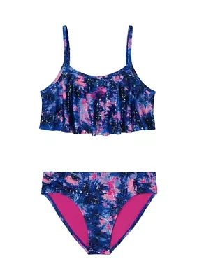 Girls 4-6x Multi Dye Flutter Bikini Swim Set