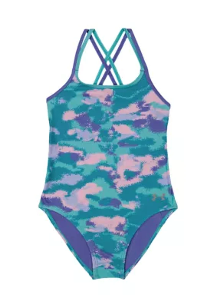 Girls 4-6x Dissolve Camo Printed Swimsuit