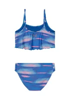 Girls 7-16 Surge Stripe Two Piece Swimsuit