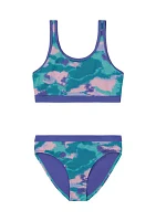 Girls 4-6x Dissolve Camo Printed Two Piece Swimsuit