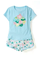 Girls 4-6x Ditsy Flower Party Graphic T-Shirt and Printed Shorts Set