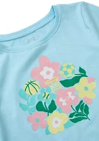 Girls 4-6x Ditsy Flower Party Graphic T-Shirt and Printed Shorts Set